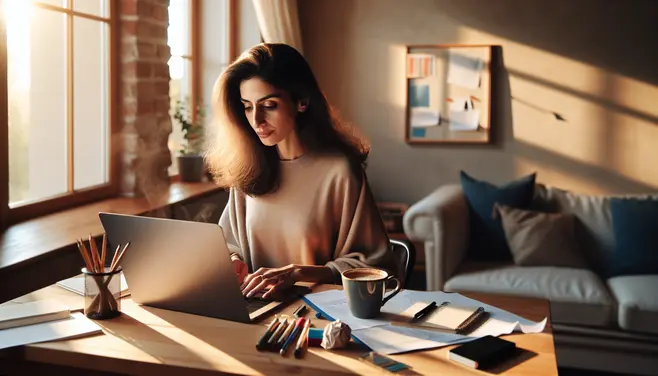 A freelancer working on a computer