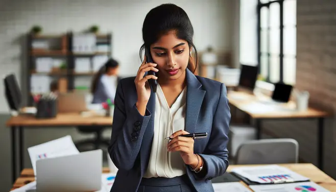 small business person talking on a cell phone