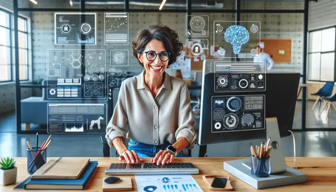 Small business owner using AI tools