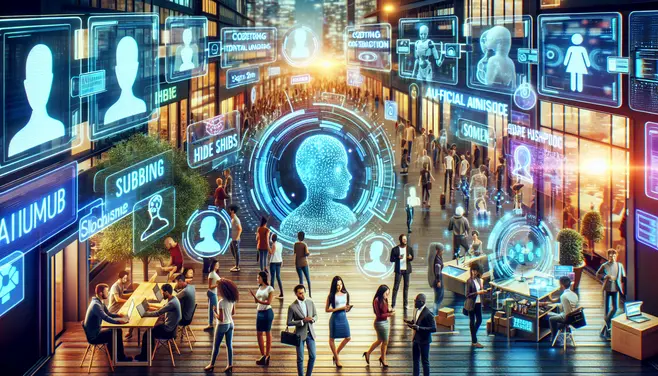 Digital marketplace with people and AI offering side hustles