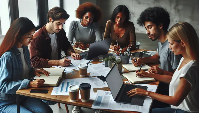 A few freelancers working together around a table